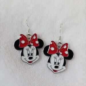 Minnie mouse silver tone earrings